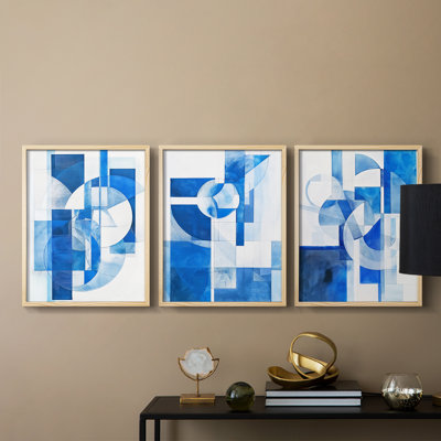 Abstract  Series  XLI  -Set Of 3 Framed Giclee Prints -Ready to Hang