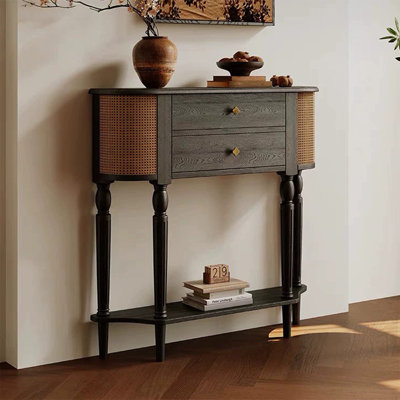 Console demi-cercle en bois massif noir