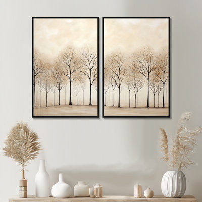 Harmonous Beige Tree Art V - art mural beige
