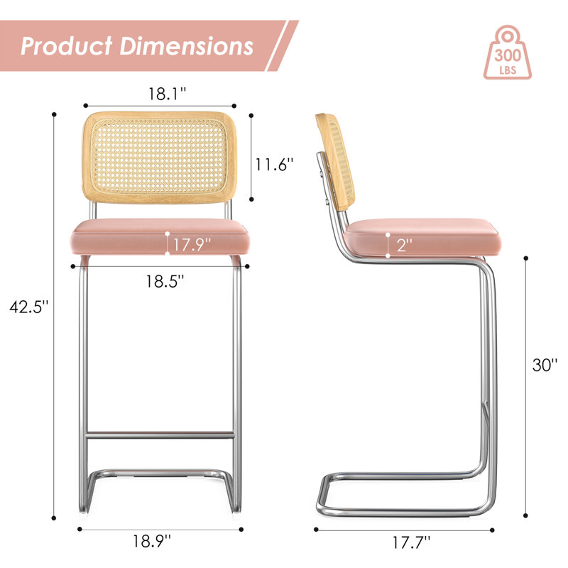 Tabouret Baumgartner, Argenté, Rose, Tabouret de bar (siège d'une hauteur de 30 po)