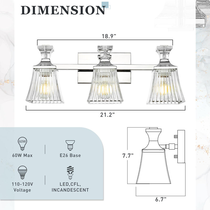 Jasonlee 3 - Light Dimmable Vanity Light