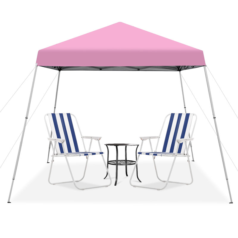 Pavillon de jardin permanent en métal L 10 pi. D Auvent escamotable en métal, Rose