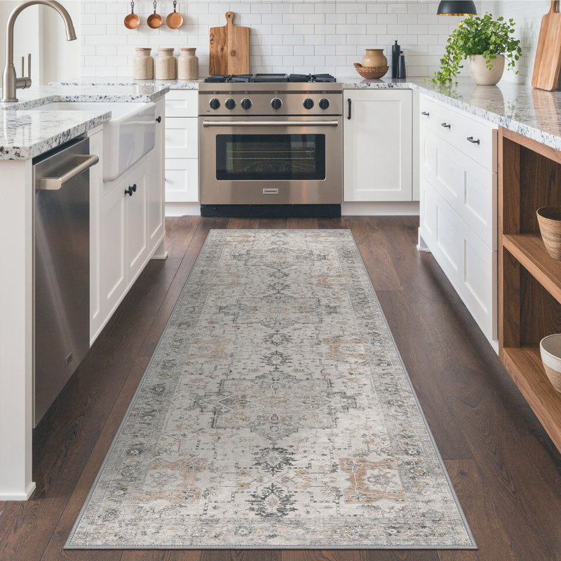 Tapis de couloir oriental Roehit, Tapis de couloir 2 pi x 8 pi, Brun taupe clair