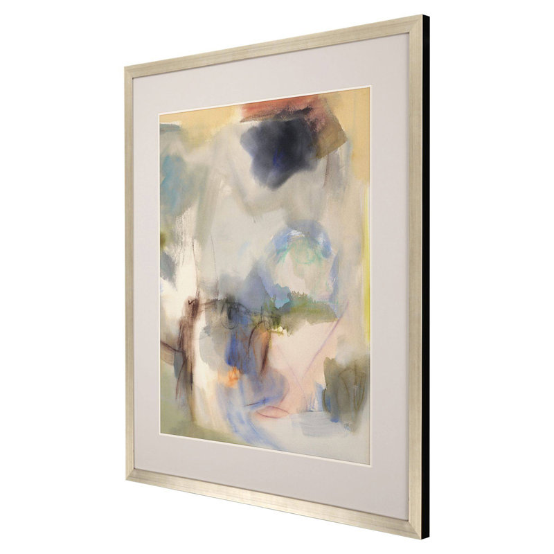 Large Abstract Bird Print with Champagne Wash Frame