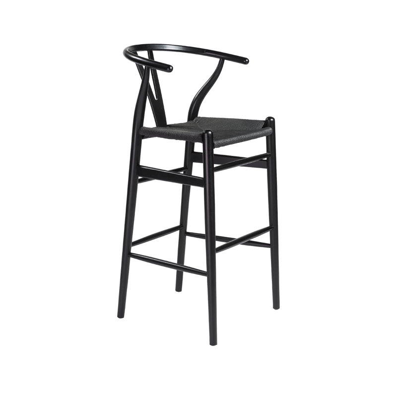 Tabouret de bar / de comptoir en bois massif Fairbanks, Noir, Noir, Tabouret de bar (siège d'une hauteur de 30,1 po)