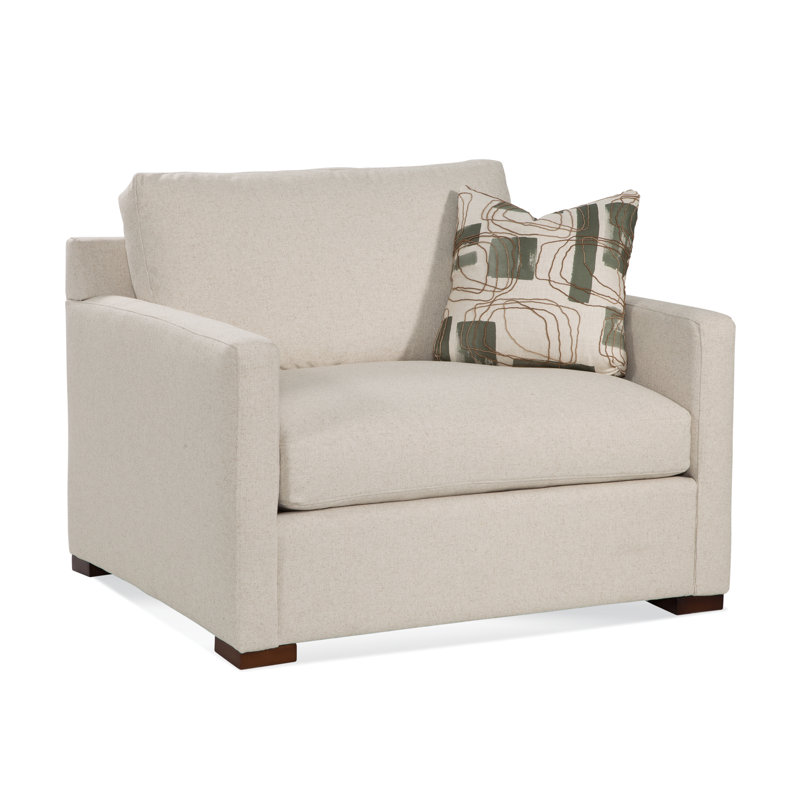 Chaise et demi Bel-Air, Blanc givré, Rayures Sunbrella beiges ‑ 6204-74