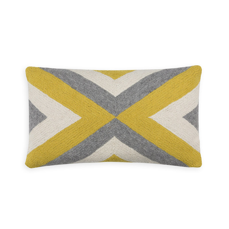 Grinda Natural Rectangular Pillow Cover and Insert, Citrus/Gray