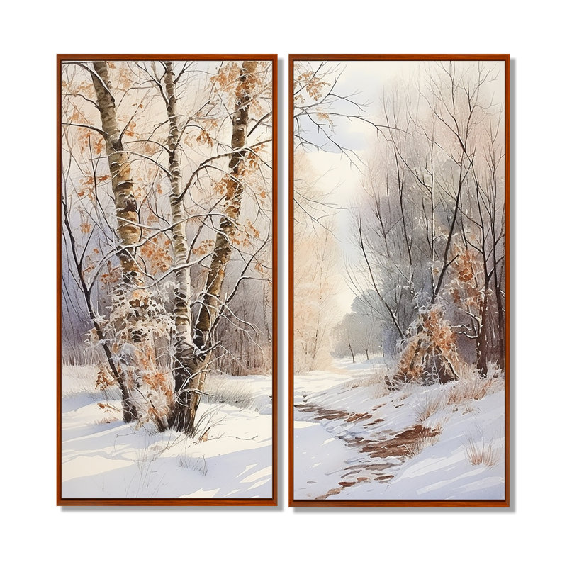 «Trees Charm In Winter - Trees», art mural sur toile, H 32 po x l 32 po, Reproduction encadrée sans passe-partout, Brun