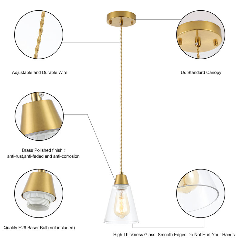 Luminaire suspendu en or 1 lumière Kirtos