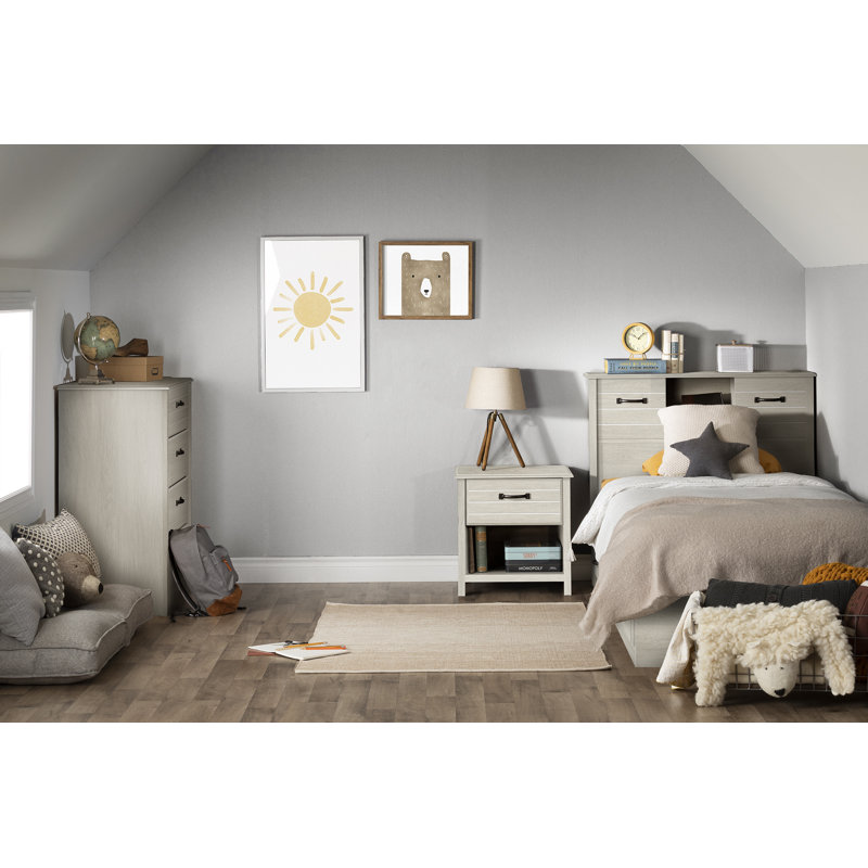 Tête de lit double avec bibliothèque Cubby, Simple, Bleuet