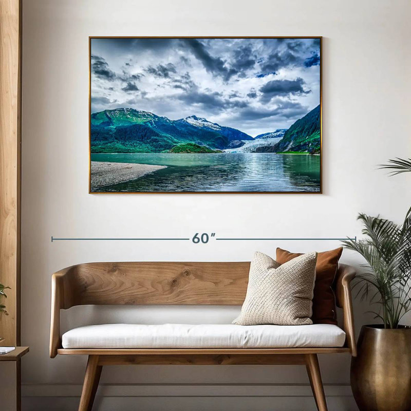 Scène de montagne en Alaska, 46 po x 31 po, Cadre flottant doré