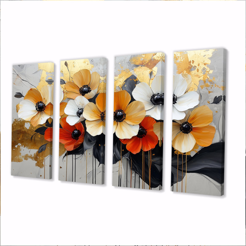 Brimfield - coquelicots, art mural traditionnel, 4, H 28 po x l 48 po