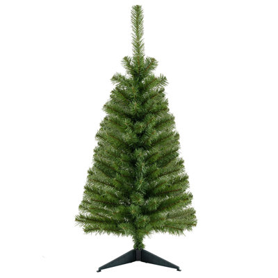 Mini sapin de Noël artificiel non éclairé 3 pi noir avec base en plastique vert