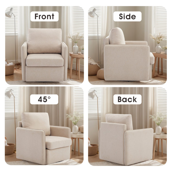 Ebern Designs Upholstered Swivel Accent Chair With Storage Space | Wayfair