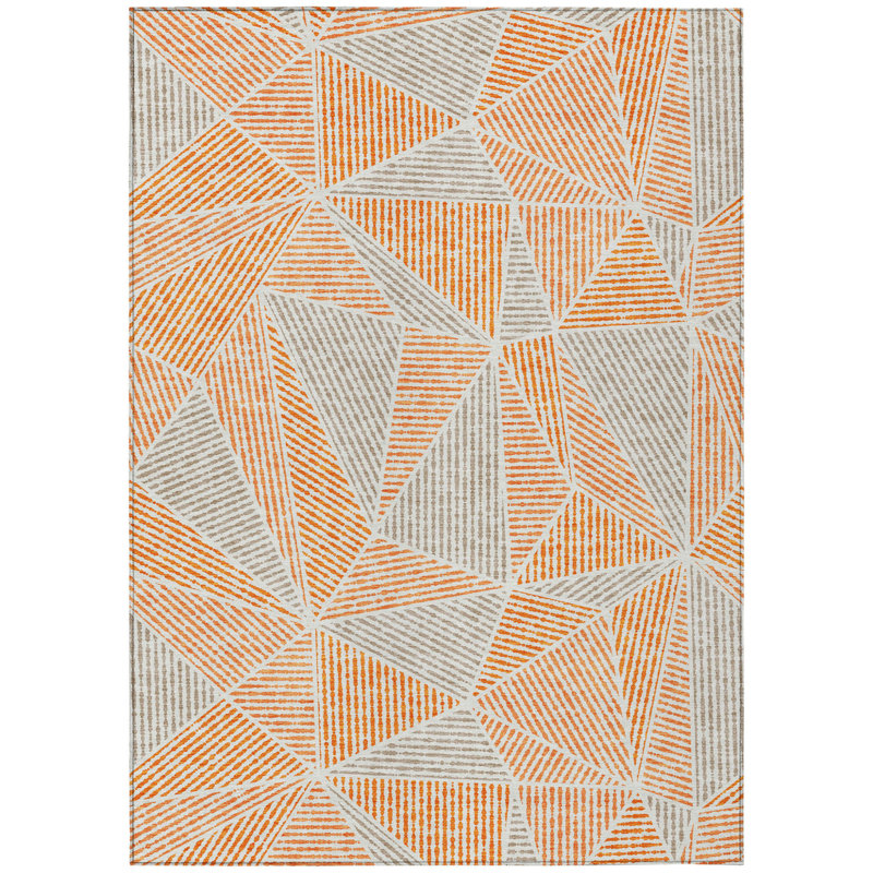 Tapis intérieur lavable à motif géométrique 3 pi x 5 pi gris