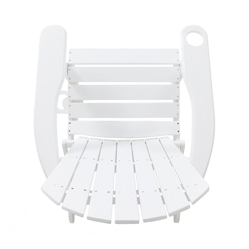 Adirondack Chair With Folding Design And Cup Holders, White