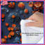 Édredon orange à motif floral bleu-128737008