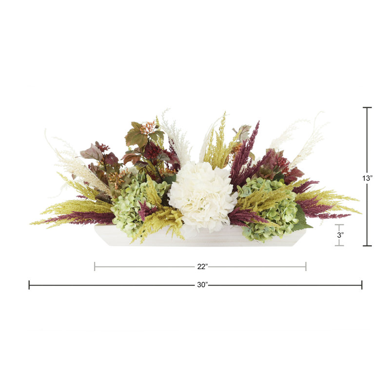Fall Centerpiece With Hydrangeas And Pampas