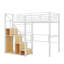 Lit simple en métal surélevé avec escalier de rangement et placard-341216842