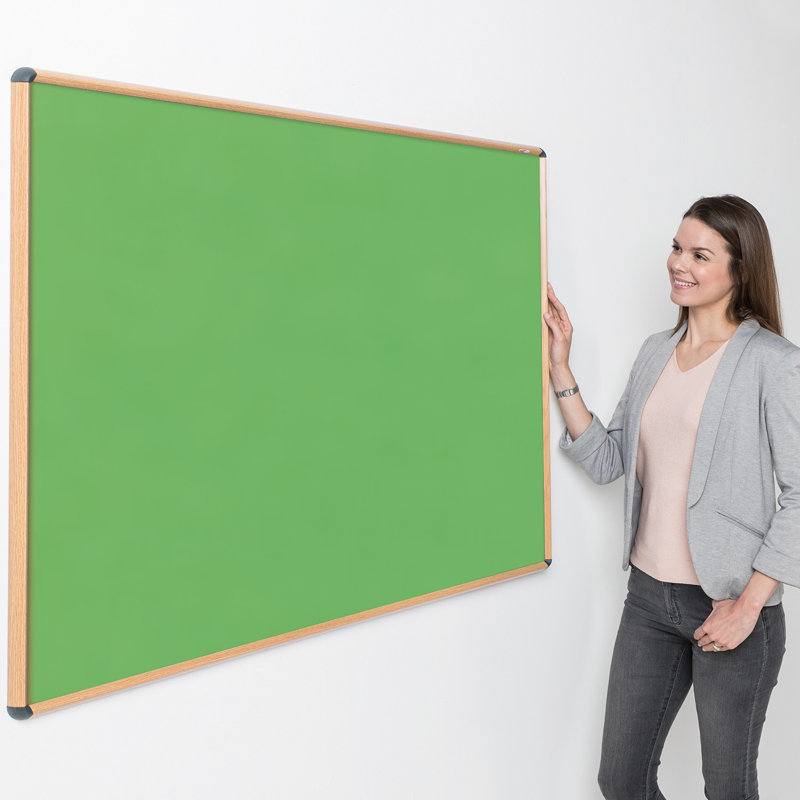 Shield Design Wood Effect Wall Mounted Bulletin Board, Apple Green, 120cm H x 180cm W