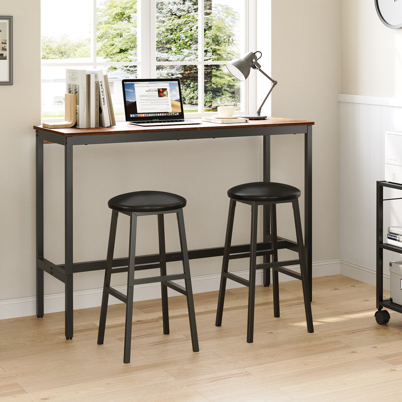 Plattsburgh Bar Stools 24.8" PU Upholstered Breakfast Stools (Set of 2)