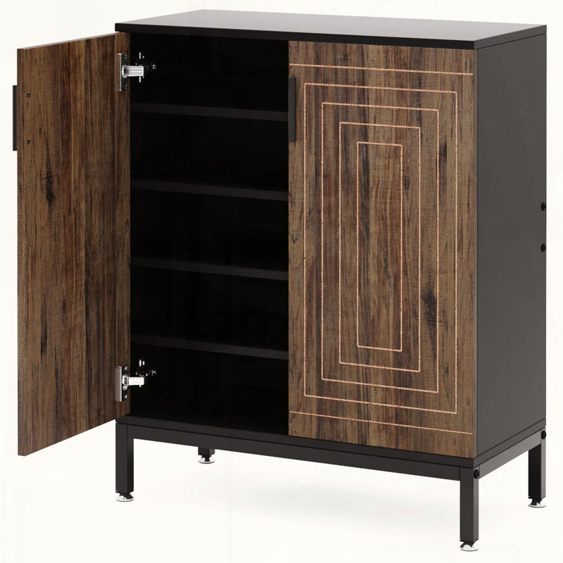 Brown & Black 5-Tier Geometric Shoe Cabinet
