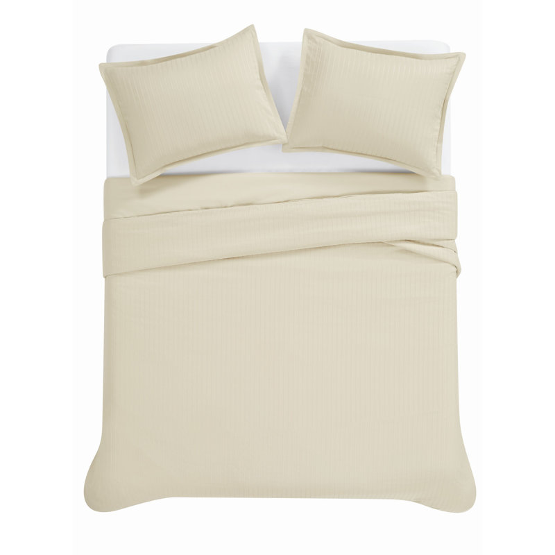 Royal Velvet Olivia Stripe Duvet Set, Queen Duvet Cover  + 2 Standard Shams, Taupe