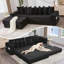 Canapé en forme de L, canapé modulaire en velours côtelé, avec repose-pieds mobile, porte-gobelets et 8 coussins décoratifs-117534493