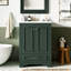 Meuble-lavabo en céramique 24 po, armoire élégante avec rangement et poignées argentées-924270832