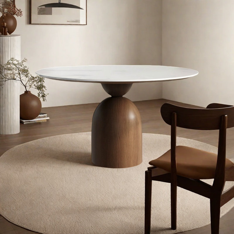 Granite tabletop with oak legs