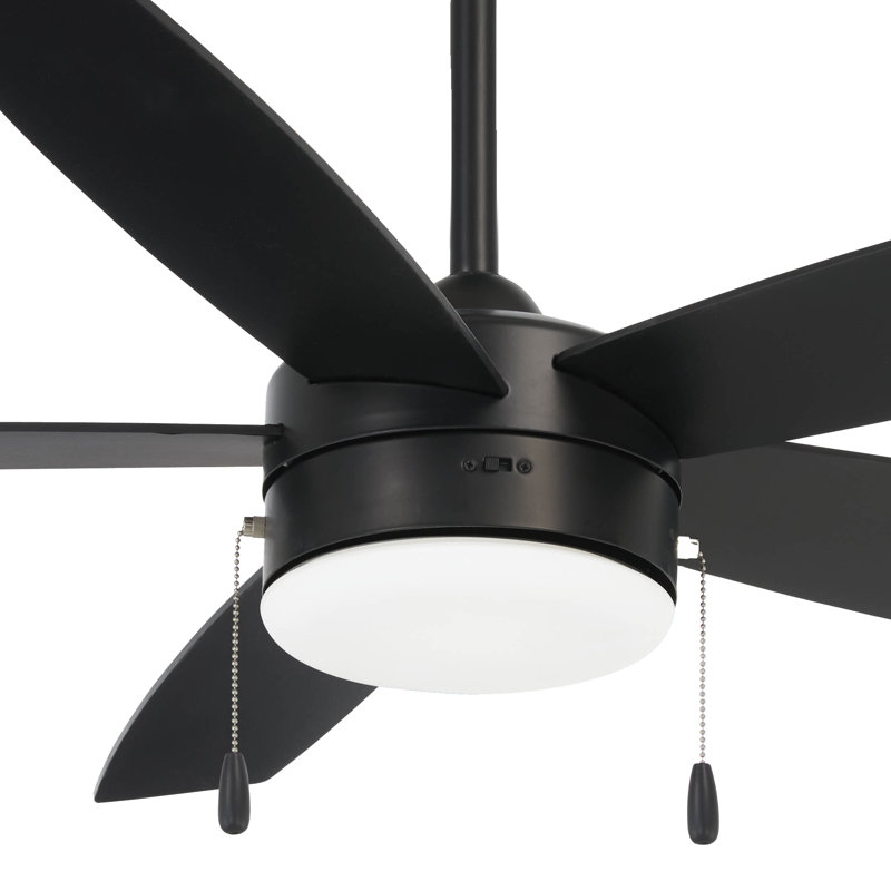 52" Airetor 5 - Blade LED Standard Ceiling Fan with Pull Chain and Light Kit Included, Coal