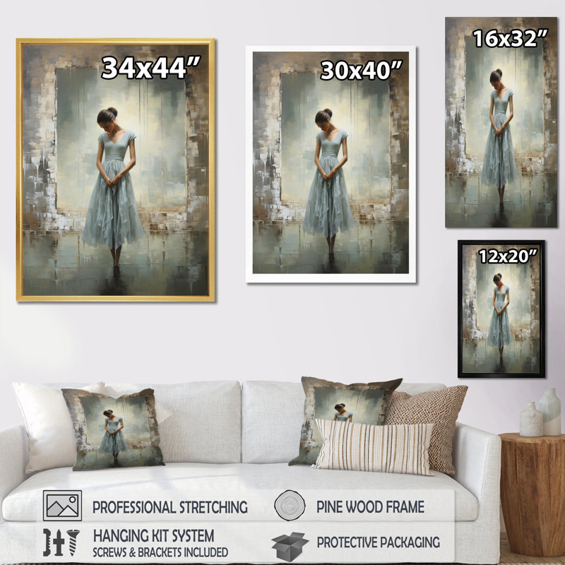 «Gray Dance Quiet Contemplation III», reproduction d'art sur toile, H 44 po x l 34 po x P 1,5 po, Cadre flottant noir
