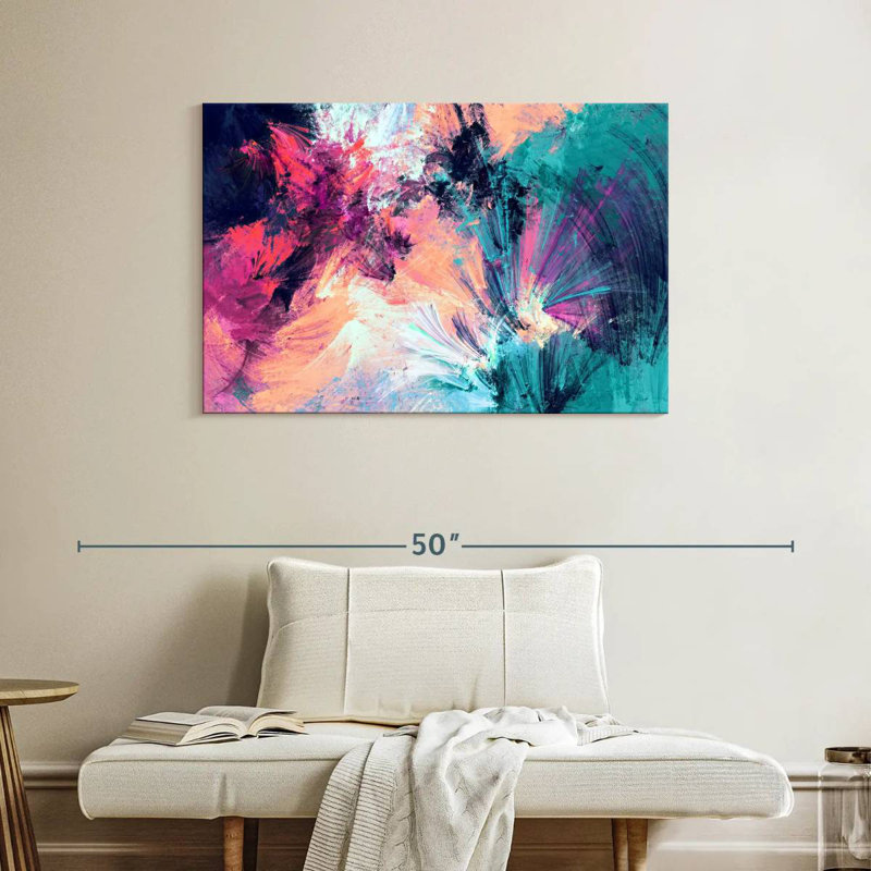 Avery Pink And Blue Abstract, 26" H x 39" W