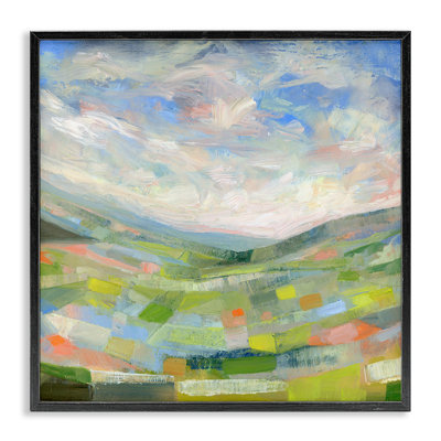 Scène de campagne géométrique Jolly, giclée encadrée, design par Ashley Davis