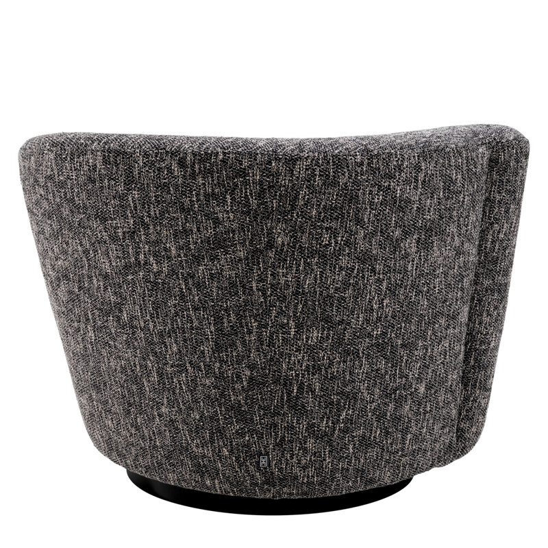 Colin Swivel Barrel Chair, Cambon Black Polyester Blend