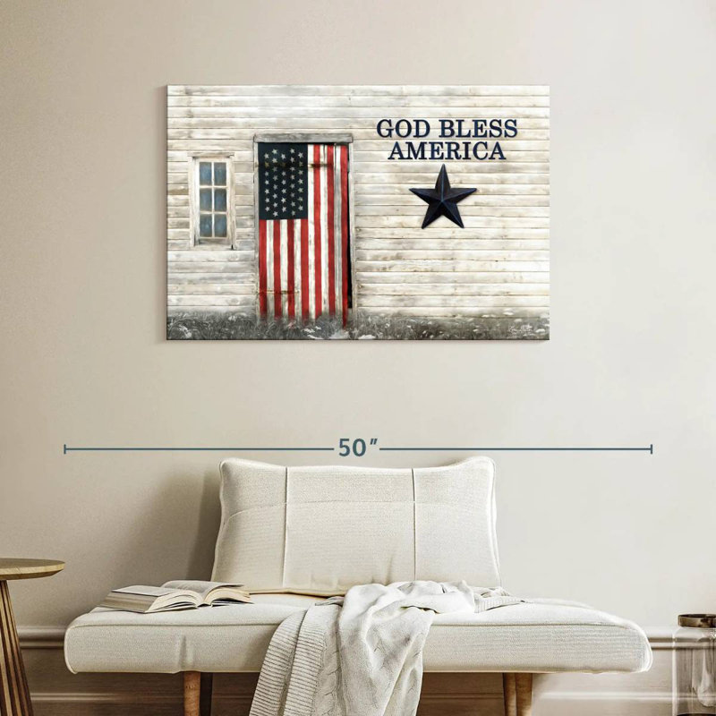Borges God Bless American Flag, 26" H x 39" W