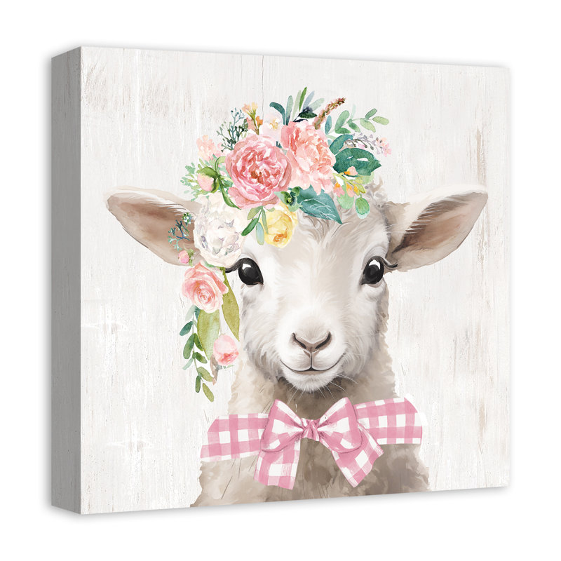 Floral agneau sur toile