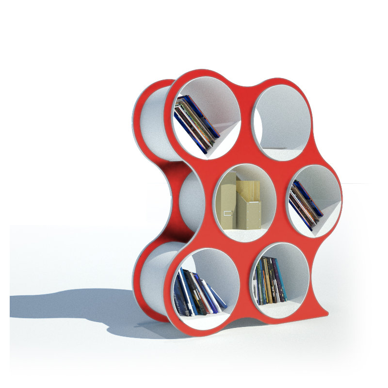 BOLLA POP Geometric Bookcase, 6 Shelves, Red