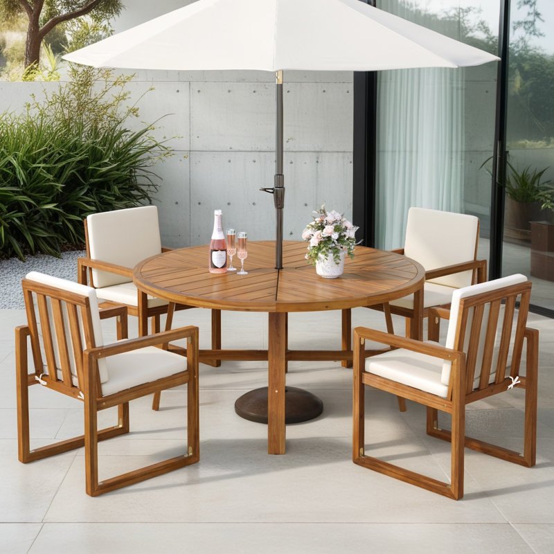 Round 4 - Person Patio Dining Set With Cushions