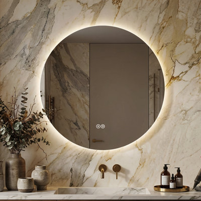 36" x 36" Frameless LED Round Bathroom Mirror, 3 Color Lighting, Anti-Fog, Explosion-Proof, Wall Mounted Backlit Vanity Mirror