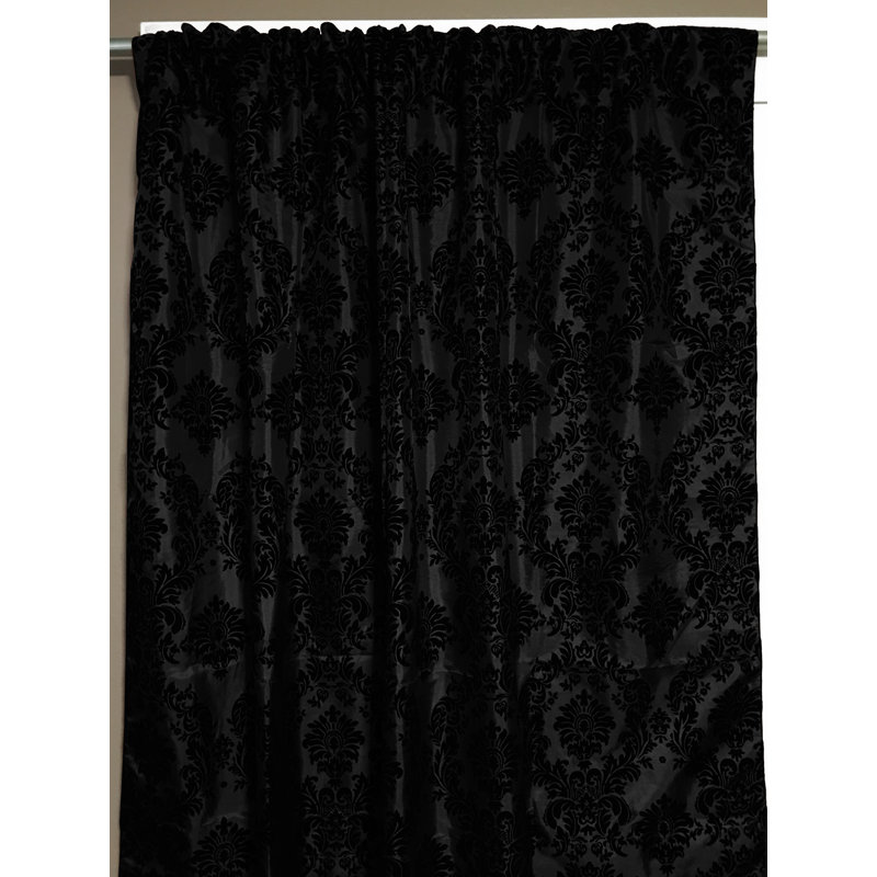Amboy Semi Sheer Curtain Single Panel, 56" W x 63" L, Black