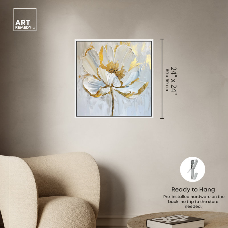 Magnolia II, Cadre blanc, H 25 po x l 25 po