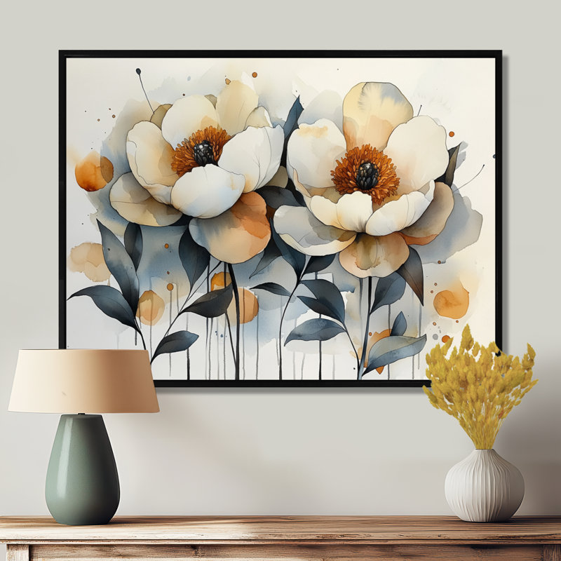 Imaad - Floral Oversized Canvas Prints, H 12 po x l 20 po, Avec cadre, Noir, noir, noir, noir