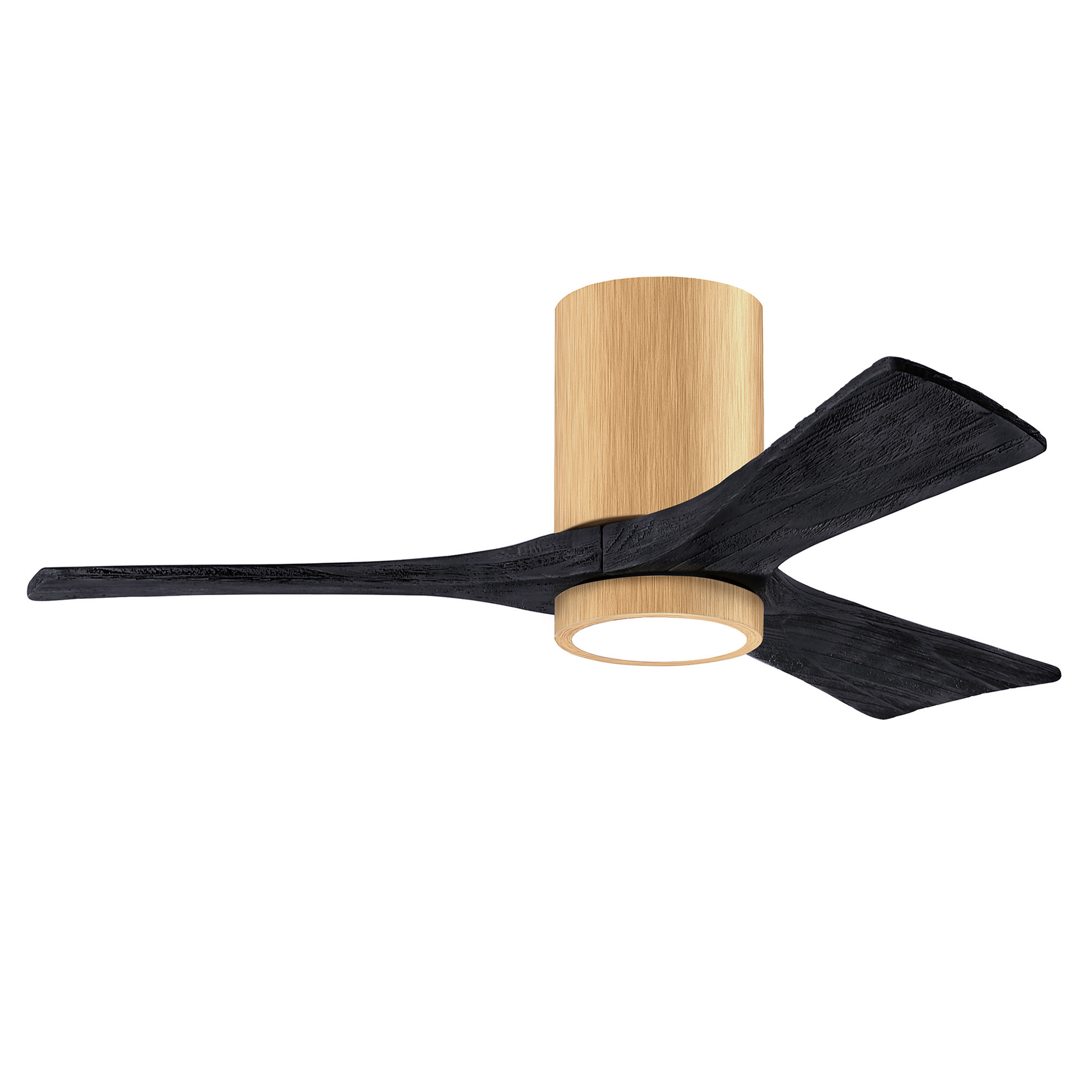 Olivier 3 Blade Ceiling Fan with LED Light Kit, Light Maple, 42", Matte Black