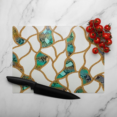 Chains & Snake Skin Glass Chopping Board