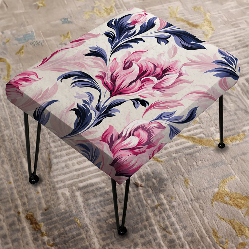 Repose-pieds rose et bleu avec ikat