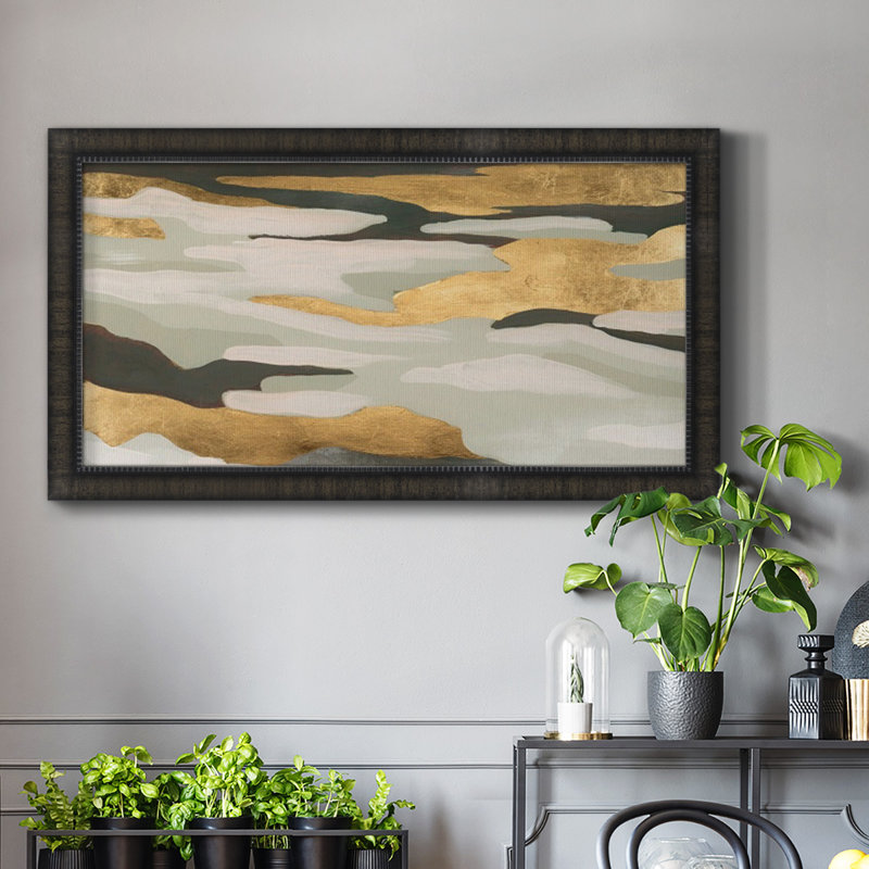 Toile encadrée de qualité supérieure Golden Valley Sands I - prête à être accrochée, Toile encadrée noire