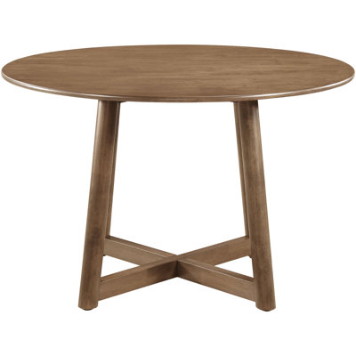 Table de salle à manger ronde en bois massif de noyer de guinée, élégante touche raffinée et silhouette géométrique, d'une hauteur de 48,25 po, d'une hauteur de 29,39 po et d'une assise pouvant accueillir 4 pièces