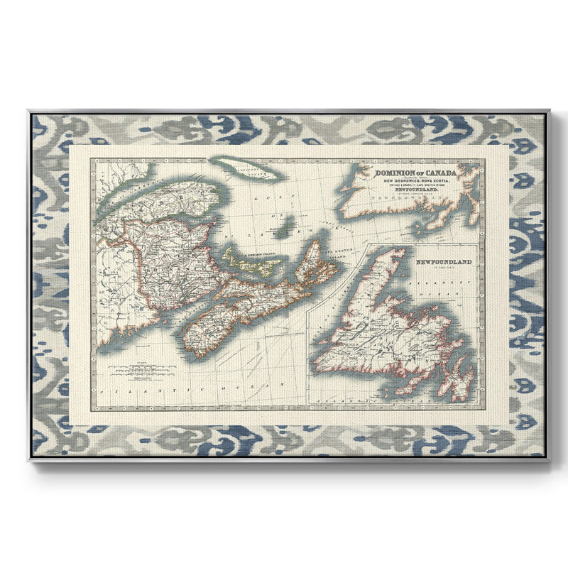 Carte du Canada bordée, Argent, H 27 po x l 41 po x P 2 po