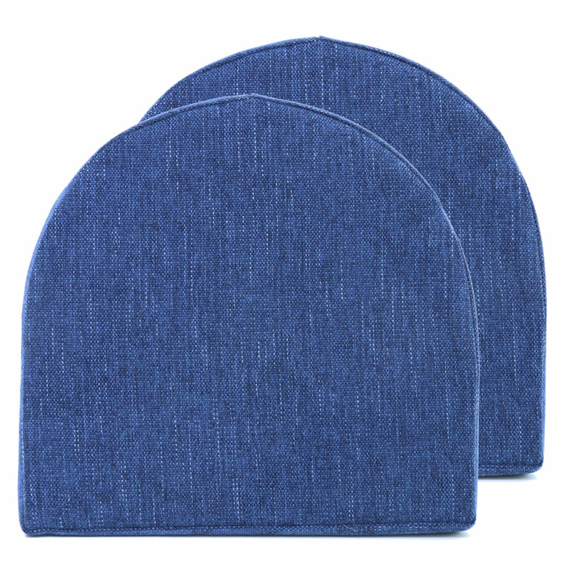 Indoor High Density Memory Foam Chair Pads With Ties, Navy, 2